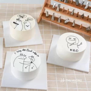 Mẫu bánh vẽ hình Chibi hài hước