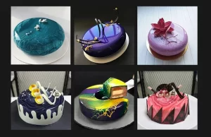 Bánh kem mini phủ mứt gương (Mirror Glaze) hiện đại